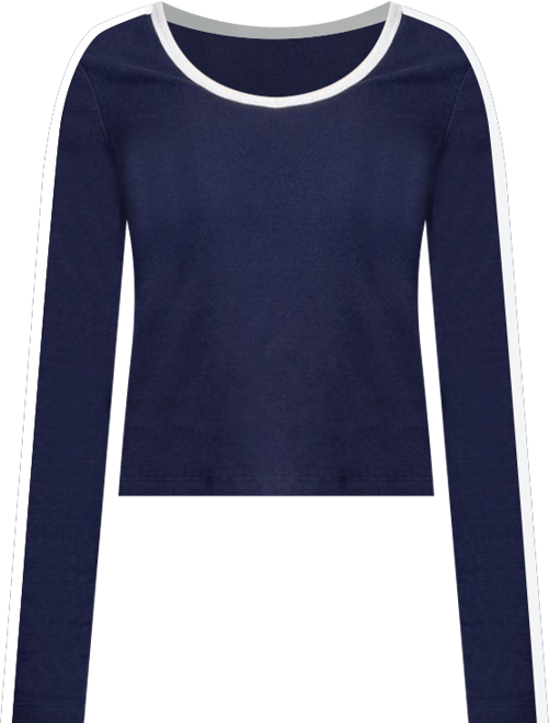 Womens Contrast V Neck Long Sleeve T Shirt