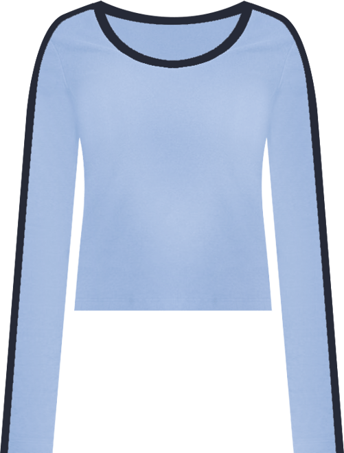 Womens Contrast V Neck Long Sleeve T Shirt