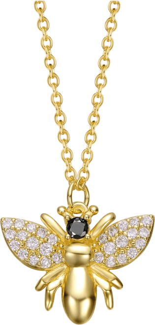 14K Gold Plated Cubic Zirconia Wasp Pendant Necklace