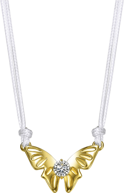 14K Gold Plated Cubic Zirconia Butterfly Moth Pendant Necklace