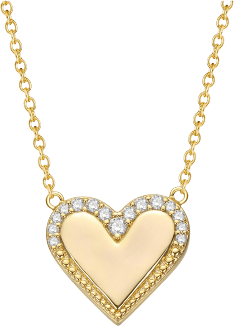 14K Gold Plated Cubic Zirconia Heart Pendant Necklace
