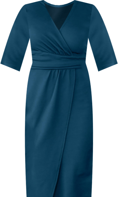 Women's Faux-Wrap Formal Dress with Sleeves