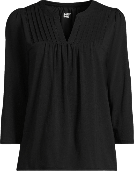 Women's 3/4 Sleeve Lightweight Jersey Lattice Detail Top