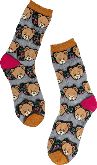 Women's Teddy Bear Ruffle Sheer Sock