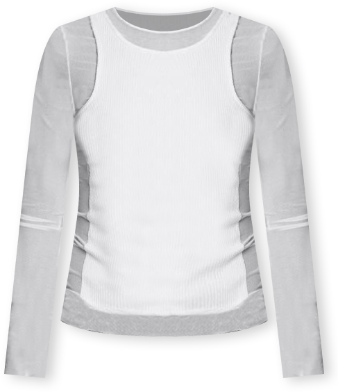 Womens Rib Tank Layered Mesh Top