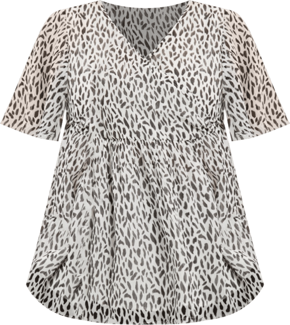 June + Vie Women's Plus Size Faux Wrap Fit-And-Flare Top