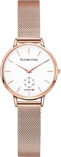 Women's Casual Watch 34mm White Round Dial Stainless Steel Victoria Hyde