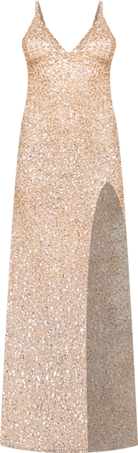 Women's Beaded v-neck dress with slit