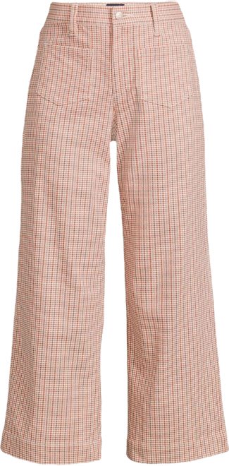 Women's Printed Twill High Rise 5 Pocket Wide Leg Crop Pants