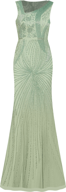 Women's Asymmetrical, Beaded Gown