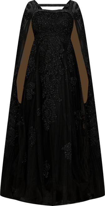Women's Lace gown with long cape sleeves