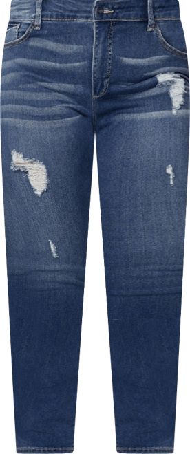 Plus Size Denim High Rise Boyfriend Jeans Rolled in 28" Inseam