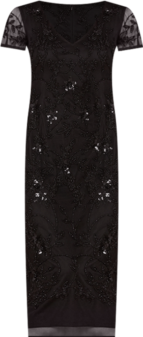 Women's Beaded Midi Dress with Cap Sleeves