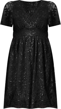 Women's Starry Sequin Lace V-Neck Cocktail Dress with Pockets