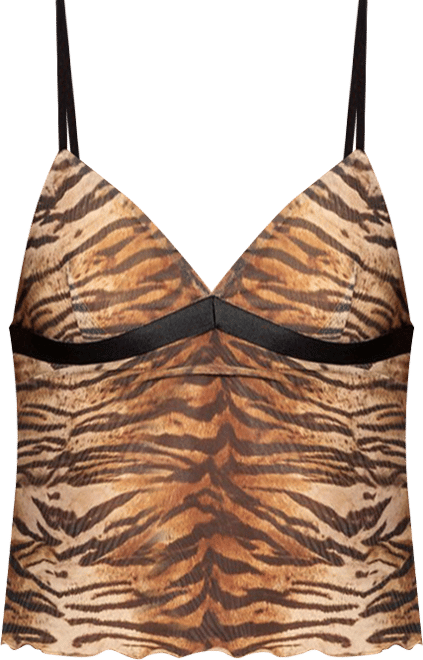 Womens Tiger Printed Mesh Tank Top