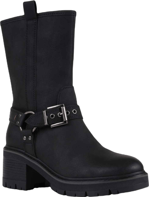 Women's Knox Buckle Lug Sole Block Heel Mid Calf Boots
