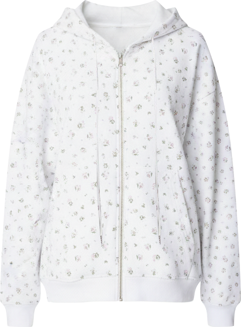 Womens Bouquet Oversized Zip Up Hoodie