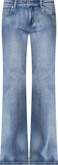 Womens Boot Cut Washed Low Rise Jeans