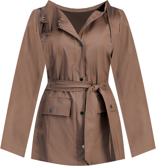 Women's Tie-Waist Snap-Front Hooded Rain Coat