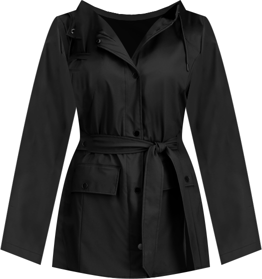 Women's Tie-Waist Snap-Front Hooded Rain Coat