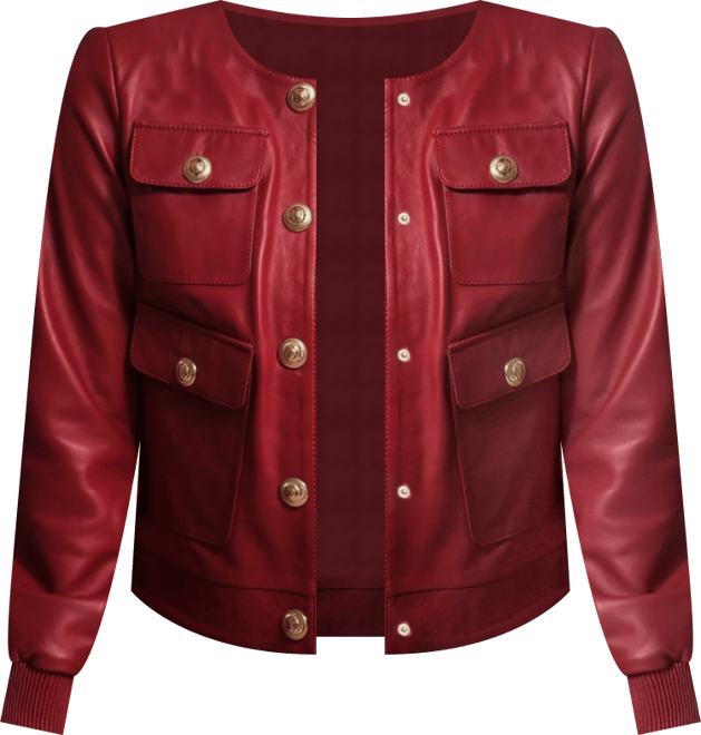 Women's Leather Jacket, Burgundy, Created for Macy's