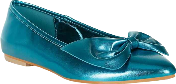 Bromelia Metallic Pleather Bow Ballerinas Women