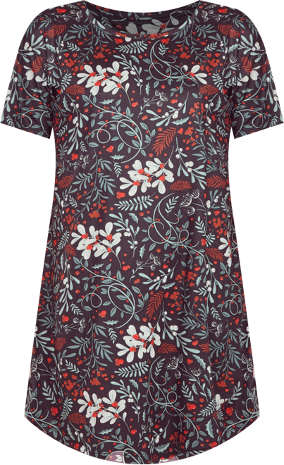 Women's Short Sleeve Ultra Soft Floral Print Sleepshirt Nightgown