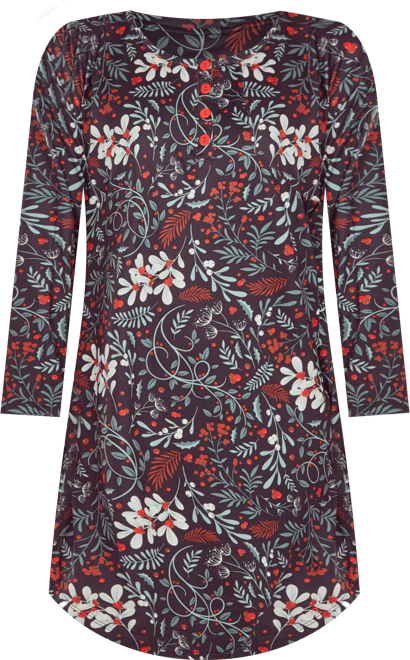 Women's Long Sleeve Ultra Soft Floral Print Sleepshirt Nightgown