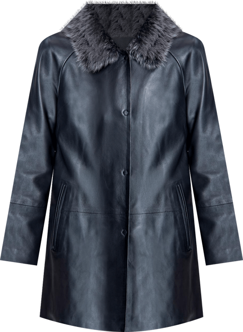 Women's Leather Jacket With Shearling Collar