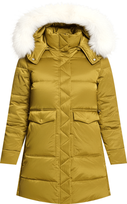Women's Puffer Coat with Shearling Trim
