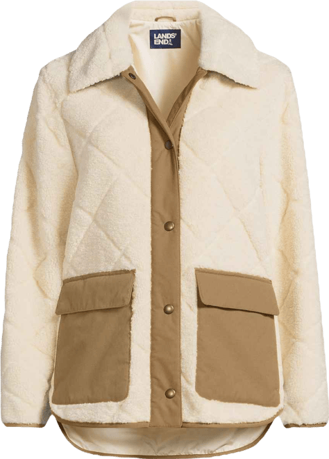 Plus Size Fleece High Pile Quilted Jacket