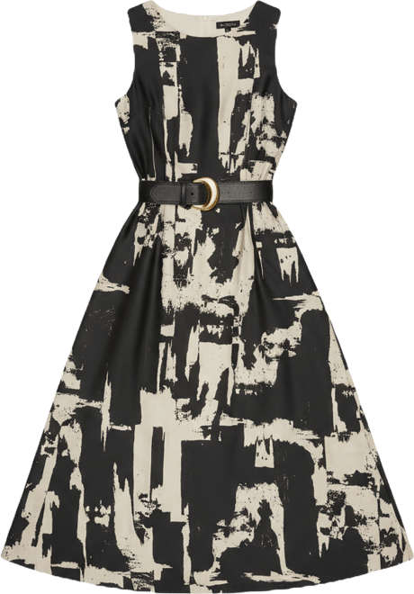 Women's Printed Belted A-Line Dress