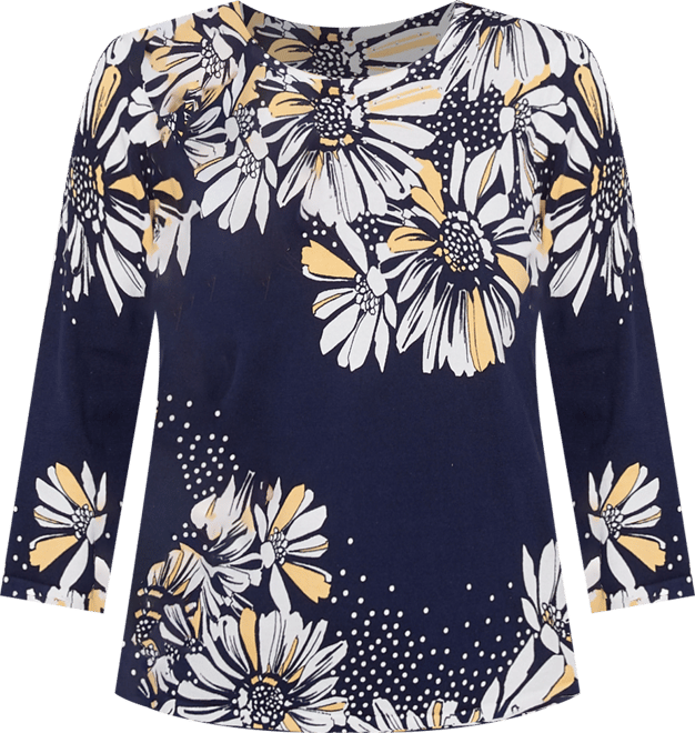 Women's Block Island Embellished Daisy Crew Neck Sweater