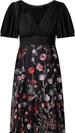 Women's Lillian Embroidered Mesh Midi Cocktail Dress