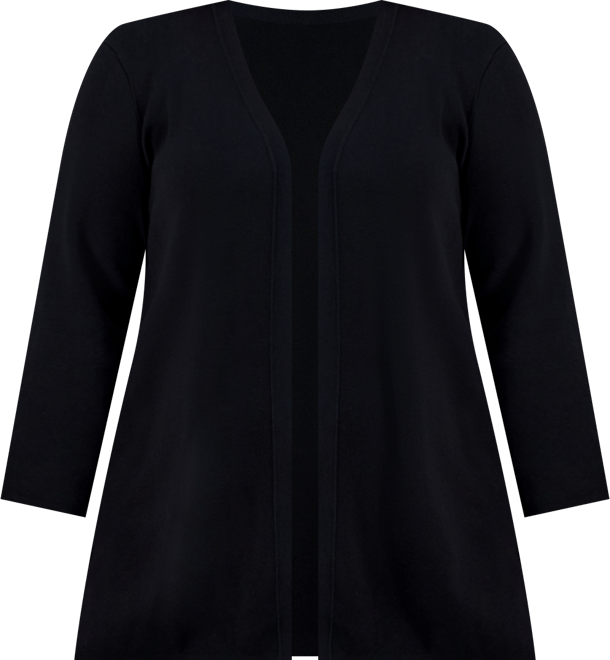 Ak Anne Klein Plus Size Open-Front Long-Sleeve Side-Slit Cardigan