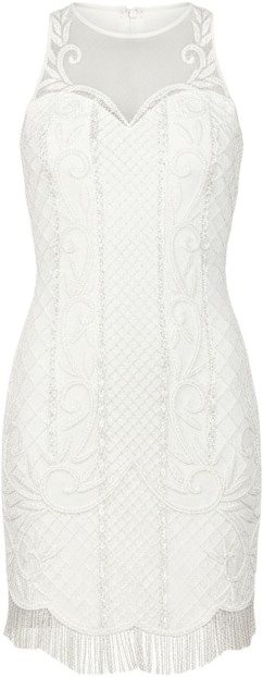 Women's Beaded Bridal Short Dress with Fringe