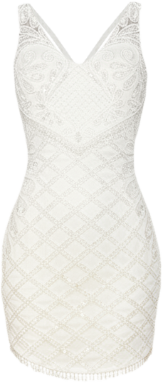 Women's Beaded Bridal Short Dress with Fringe