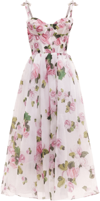 Women's Tender Floral Midi Tie-Strap Dress