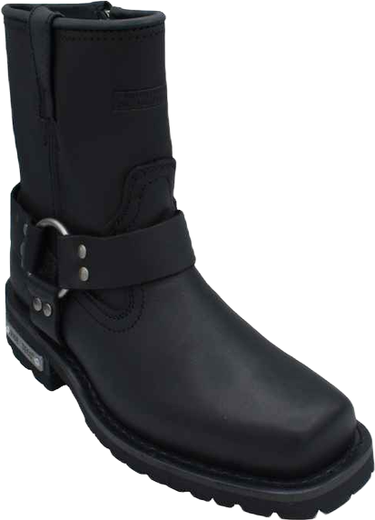 Women's 7" Side Zipper Harness Boot Black