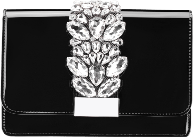 Crystal Embellished Patent Flap Clutch