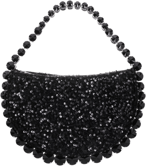 Graduated Crystal Trim Half Moon Clutch