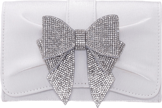 Tiered Crystal Bow Flap Clutch