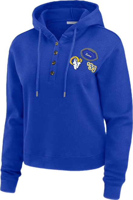 Women's Royal Los Angeles Rams Waffle Hoodie Pullover Top