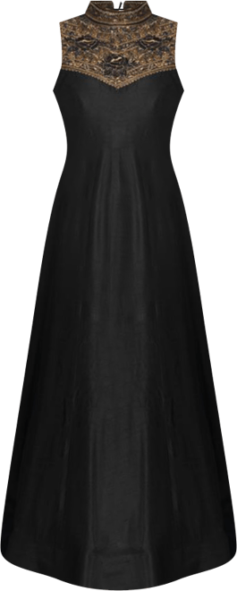 Women's Raw Silk Hand Embroidered Gown