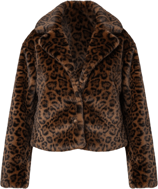 Womens Lady Leopard Faux Fur Jacket