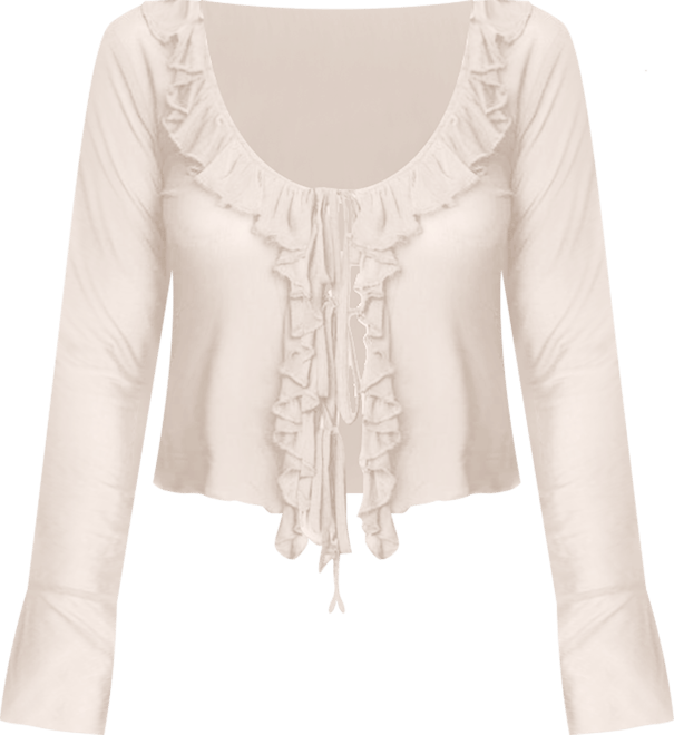 Womens Sheer Mesh Ruffled Top