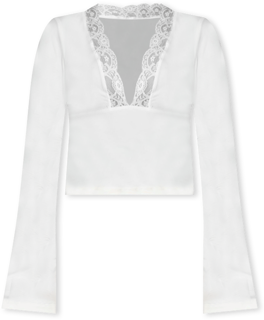 Womens Tina Lacey Plunge Neck Top