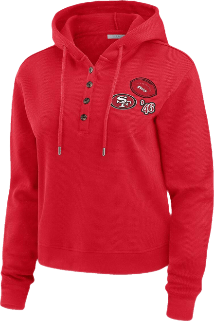 Women's Scarlet San Francisco 49ers Waffle Hoodie Pullover Top