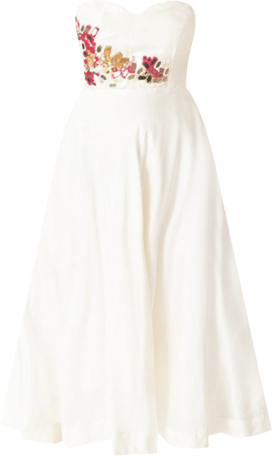 Women's Fit and Flare Midi Dress with Hand emboidered torso