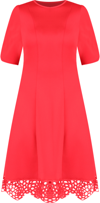 Donna Rico Women's Elbow-Sleeve Lace-Hem Knit Dress